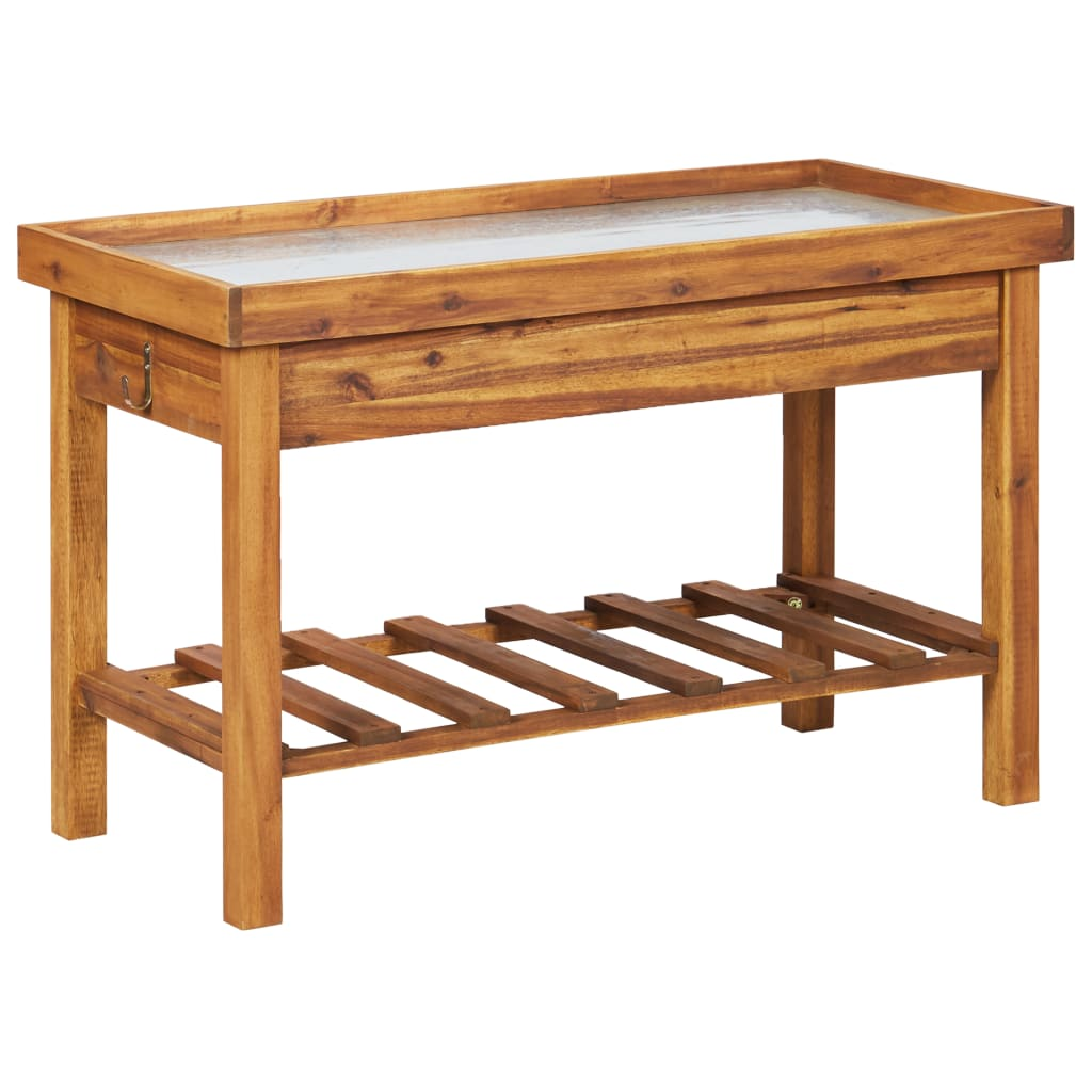 vidaXL Garden Work Bench with Zinc Top Solid Acacia Wood