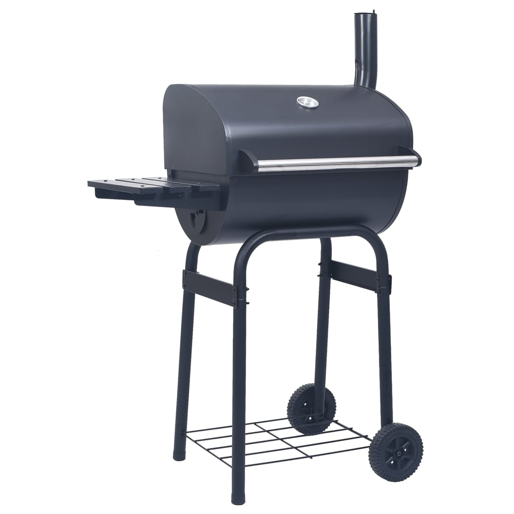 vidaXL Charcoal BBQ Grill Smoker with Bottom Shelf Black