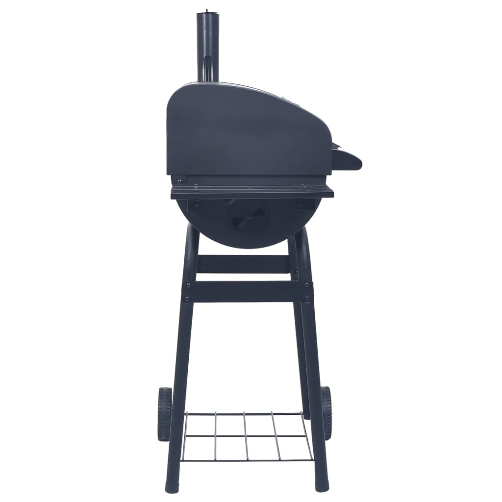 vidaXL Charcoal BBQ Grill Smoker with Bottom Shelf Black