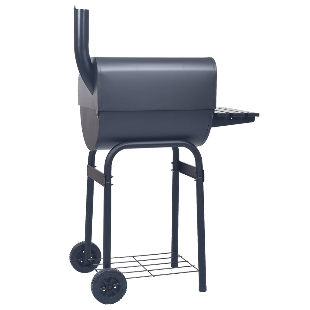 vidaXL Charcoal BBQ Grill Smoker with Bottom Shelf Black