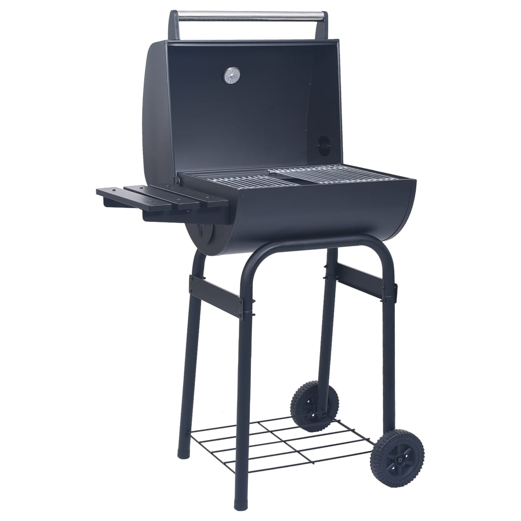 vidaXL Charcoal BBQ Grill Smoker with Bottom Shelf Black