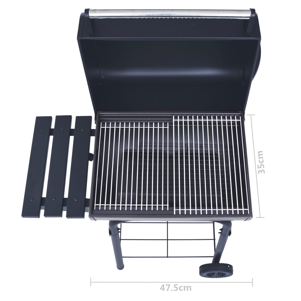 vidaXL Charcoal BBQ Grill Smoker with Bottom Shelf Black