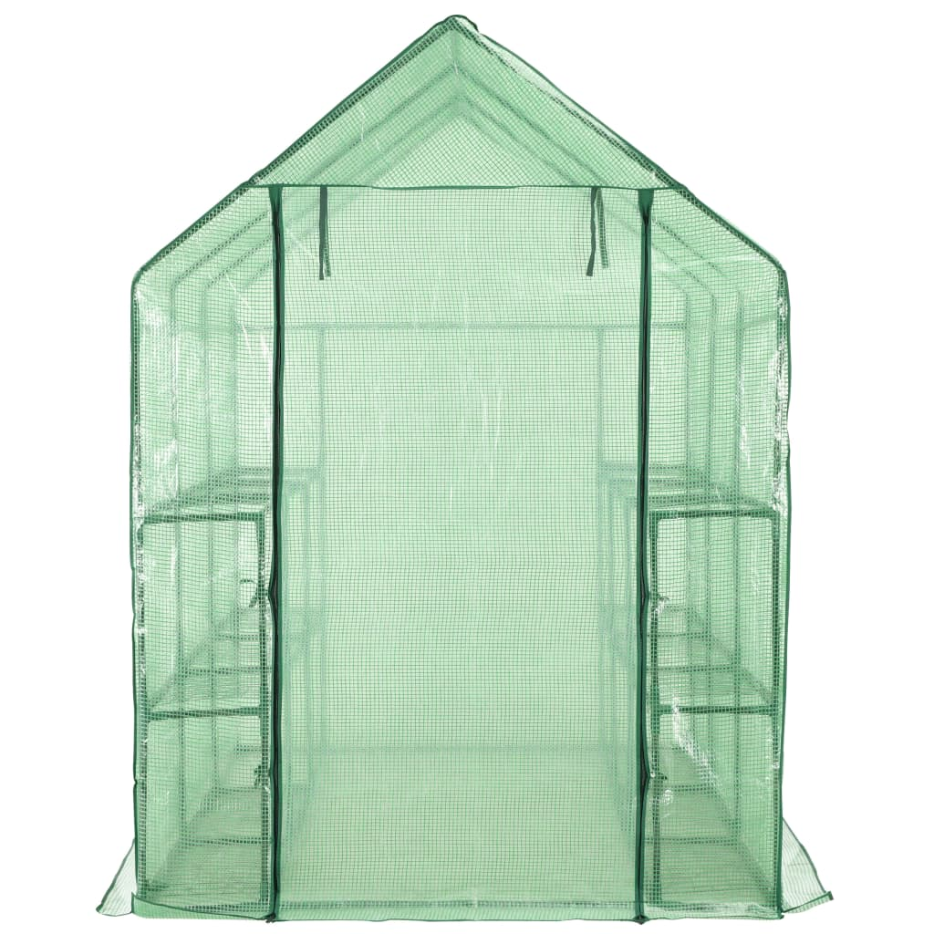 vidaXL Walk-in Greenhouse with 12 Shelves Steel 56.3"x84.5"x77.2"