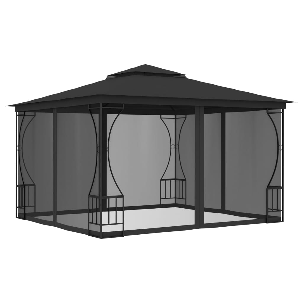 vidaXL Gazebo with Nets 9.8'x9.8'x8.7' Anthracite