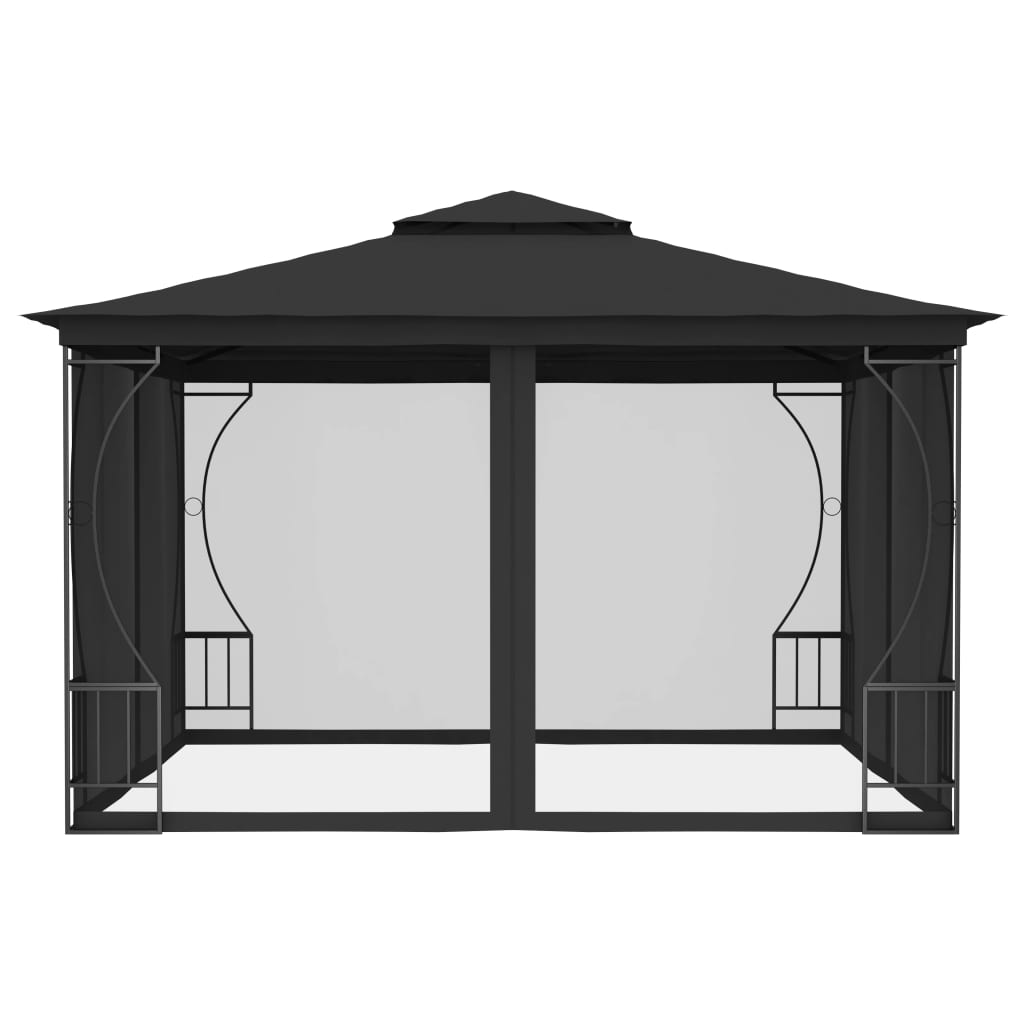 vidaXL Gazebo with Nets 9.8'x9.8'x8.7' Anthracite