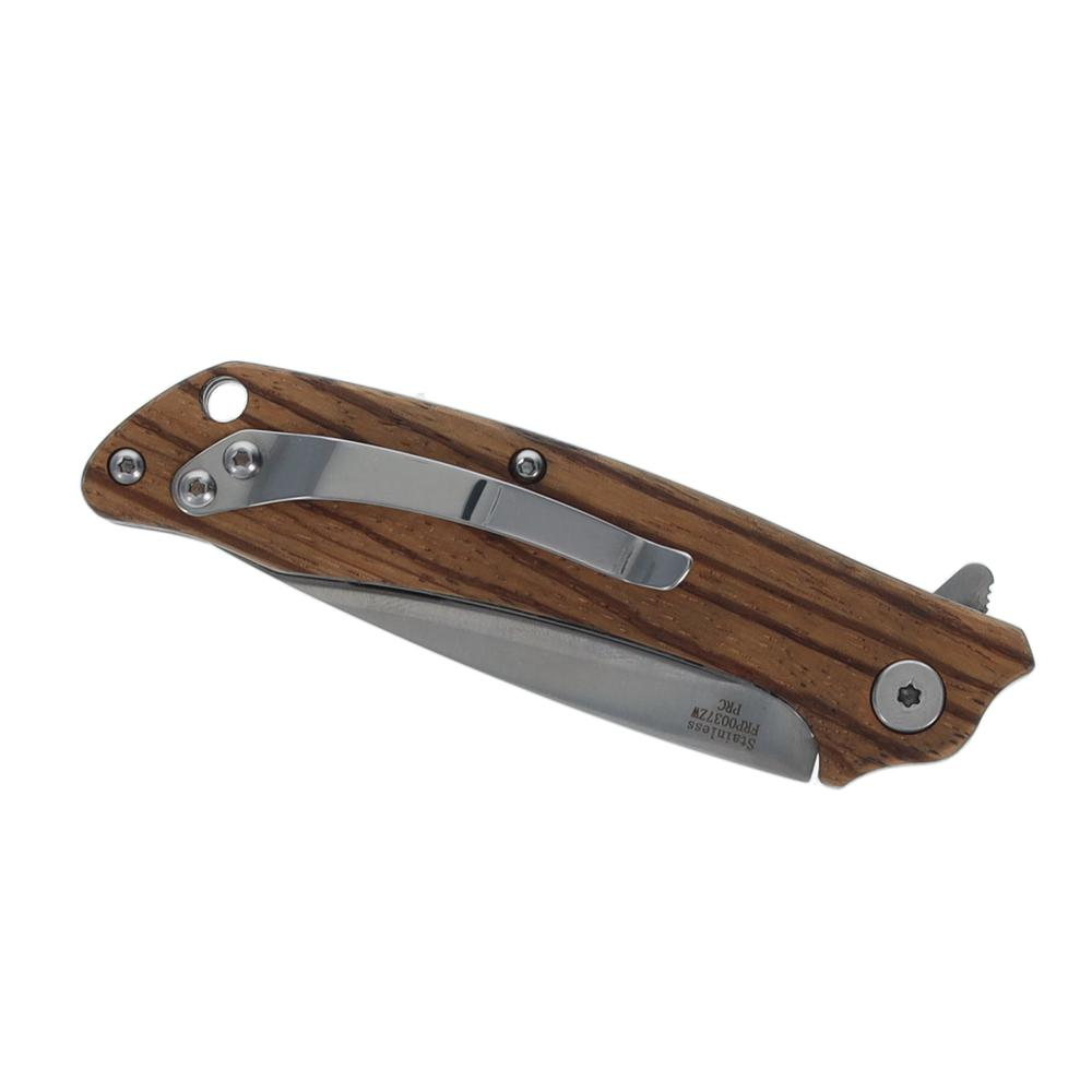 Scipio FRP0037ZW  Outlaw Ball Bearing Pocket Knife - Stainless Steel Folding Knife 3-Inch EDC - Zebrawood