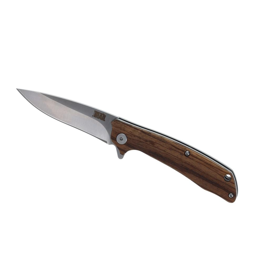 Scipio FRP0037ZW  Outlaw Ball Bearing Pocket Knife - Stainless Steel Folding Knife 3-Inch EDC - Zebrawood