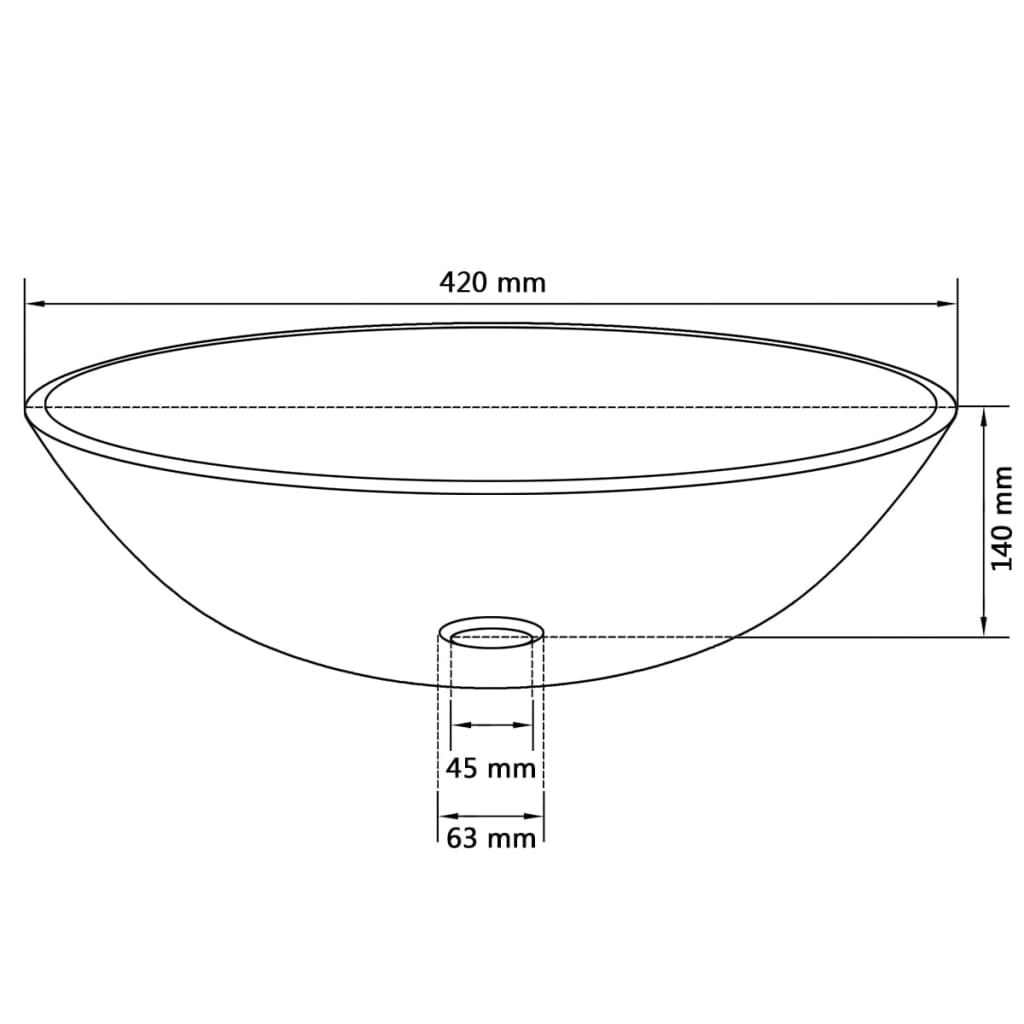 vidaXL Basin Tempered Glass 16.5" Brown