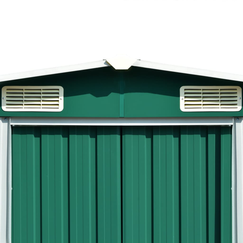 vidaXL Garden Shed 101.2" x 192.5" x 71.3" Metal Green