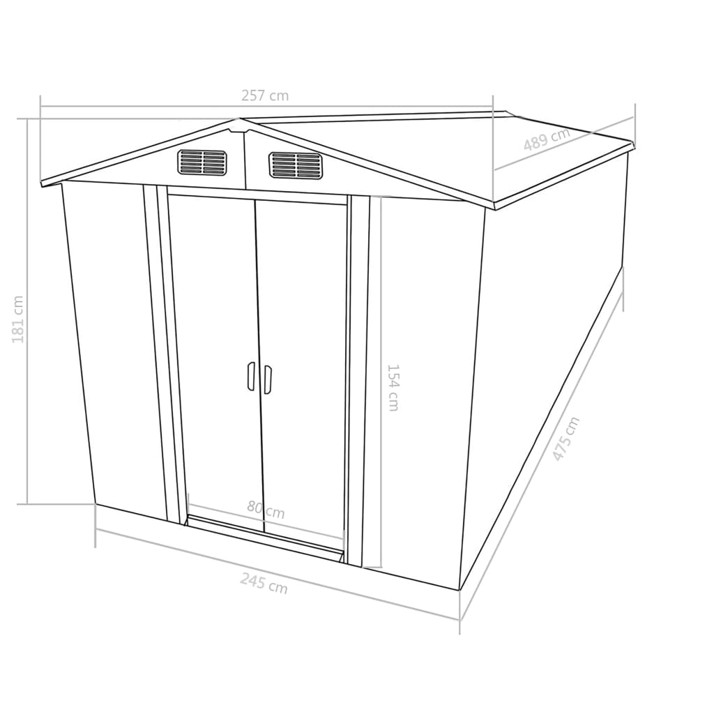 vidaXL Garden Shed 101.2" x 192.5" x 71.3" Metal Green