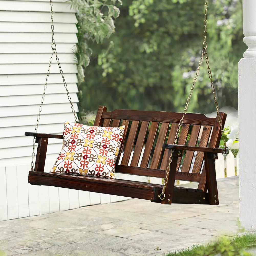 Torch Wood Front Porch Swing with Chains