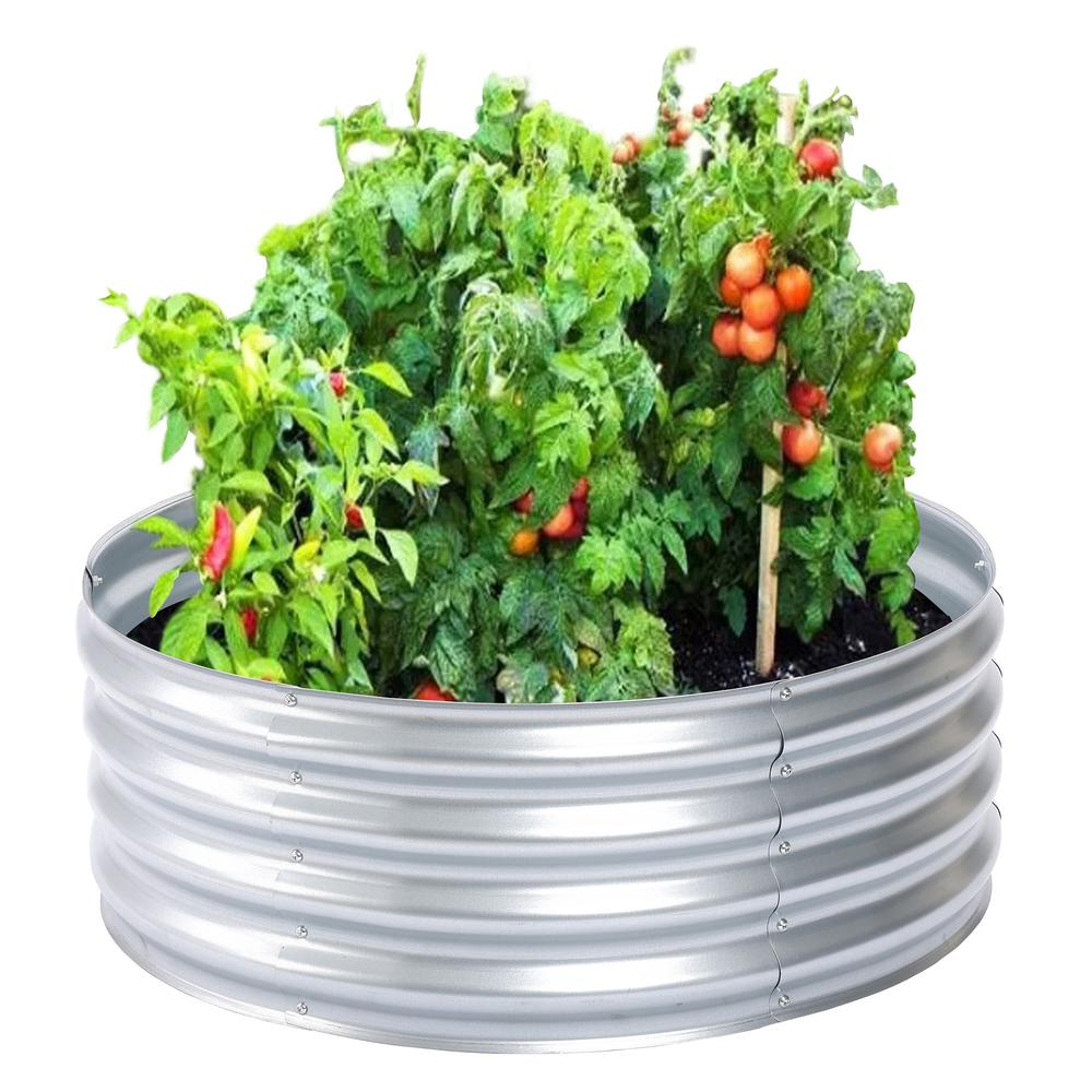 35.38in Round Galvanized Steel Raised Garden Bed