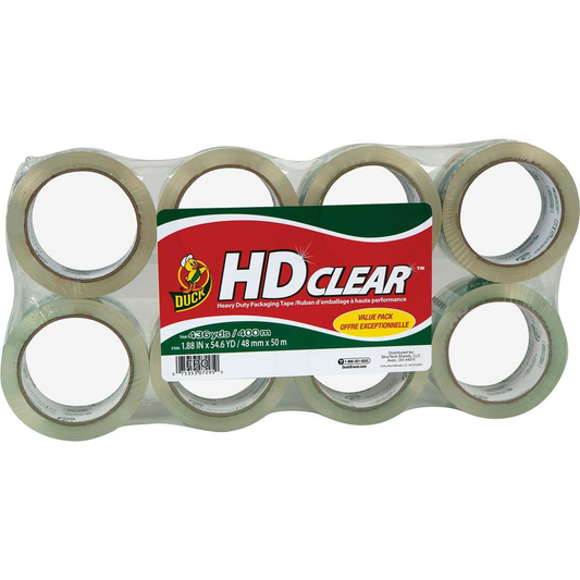 Duck Brand HD Clear Packing Tape - 54.60 yd Length x 1.88" Width - 2.6 mil Thickness - 3" Core - Acrylic - UV Resistant, Temperature Resistant - For Sealing, Shipping, Storing, Label Protection - 8 /