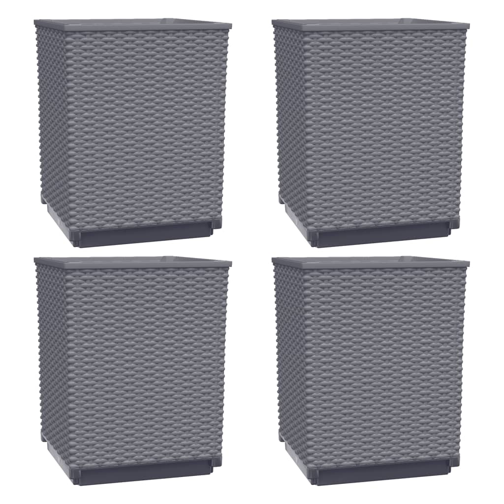 vidaXL Planters 4 pcs Dark Gray 11.8"x11.8"x14.6" Polypropylene