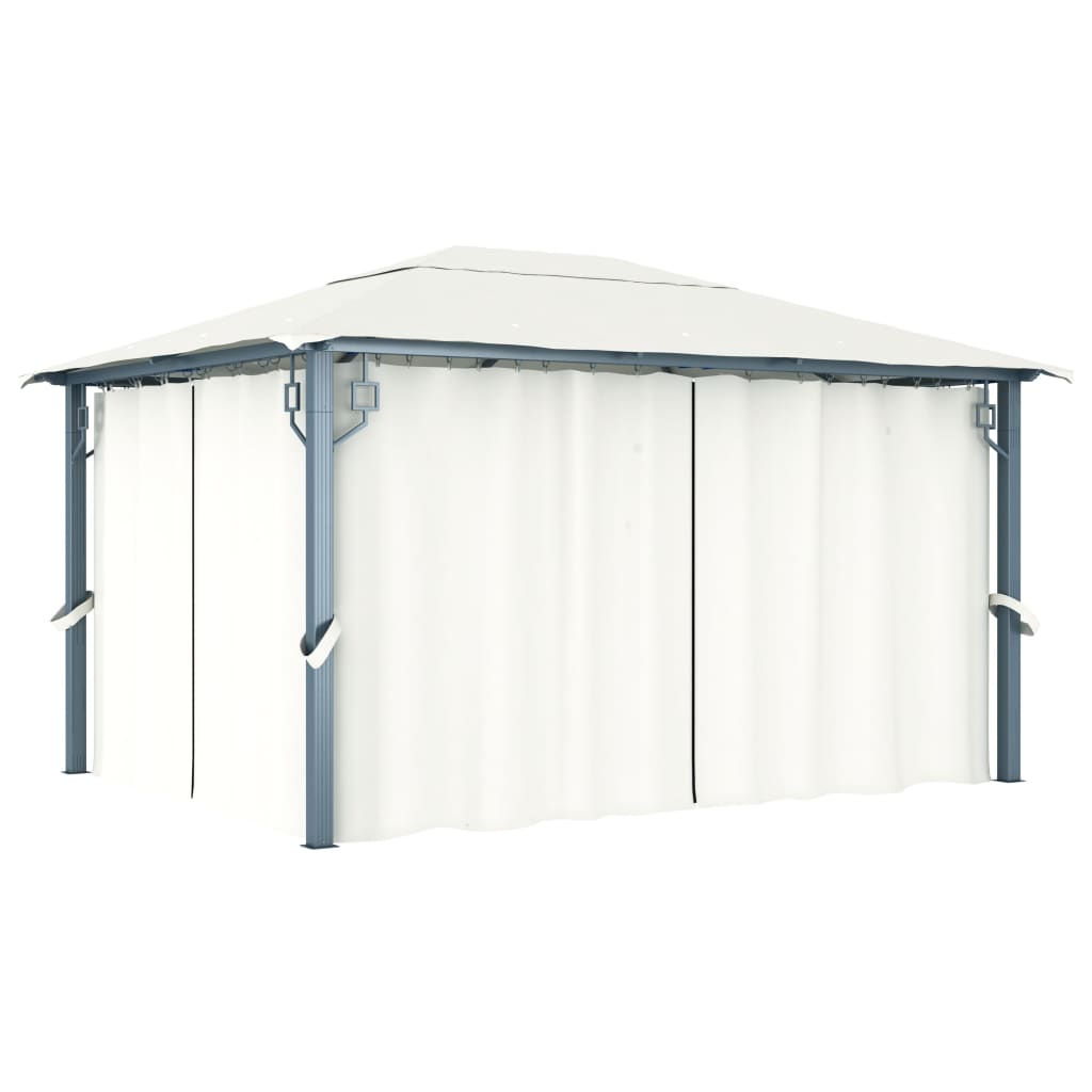 vidaXL Gazebo with Curtain 157.5"x118.1" Cream Aluminum