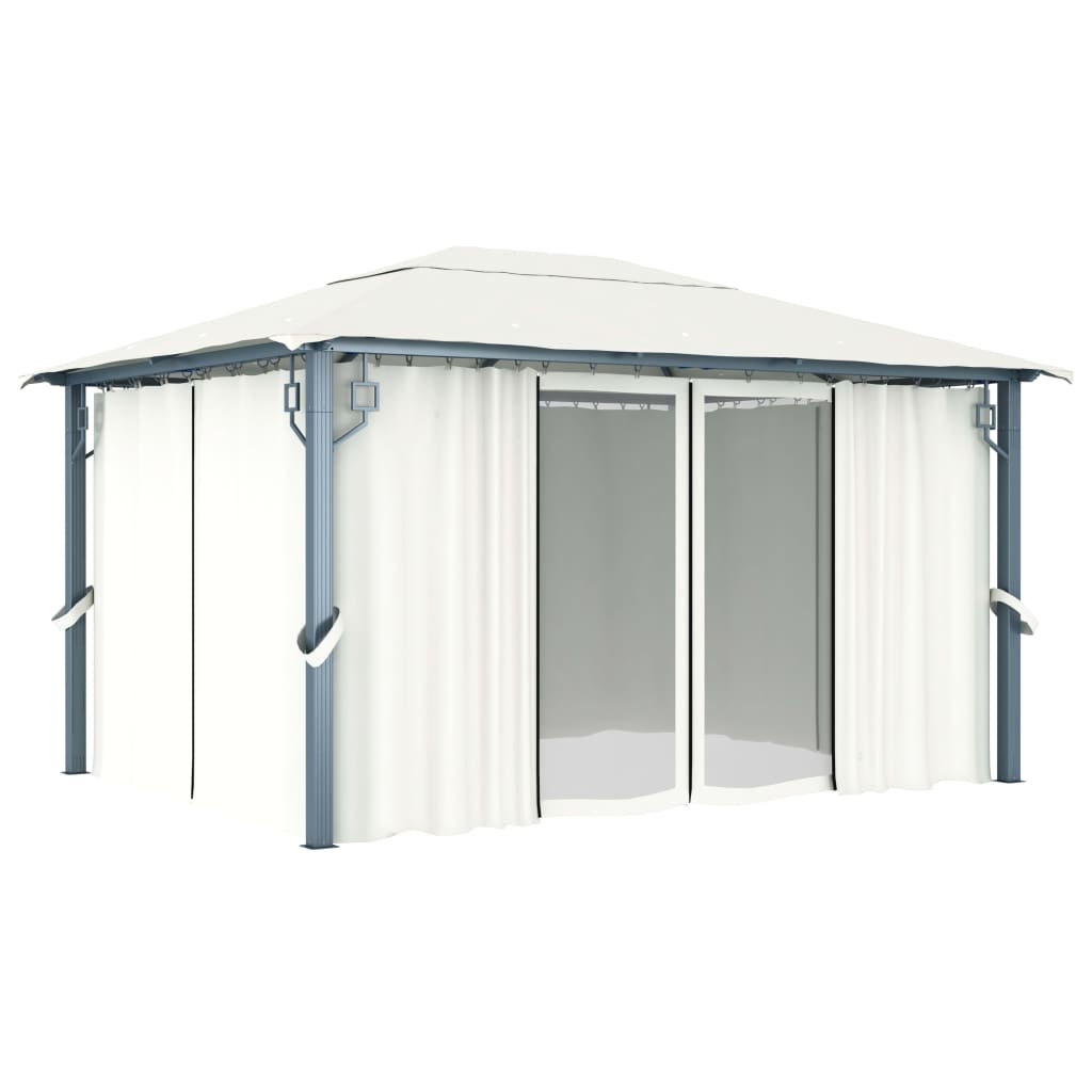 vidaXL Gazebo with Curtain 157.5"x118.1" Cream Aluminum