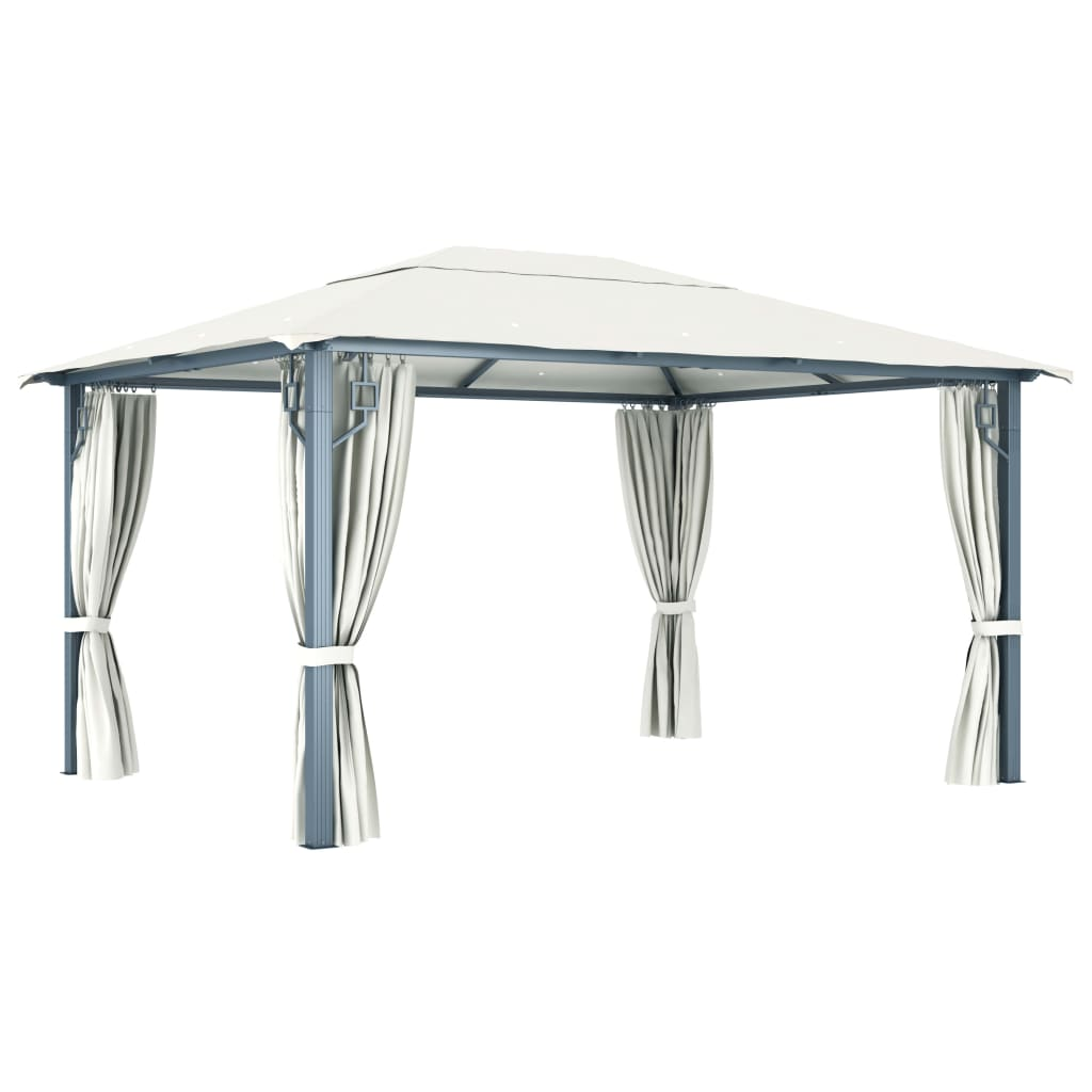 vidaXL Gazebo with Curtain 157.5"x118.1" Cream Aluminum