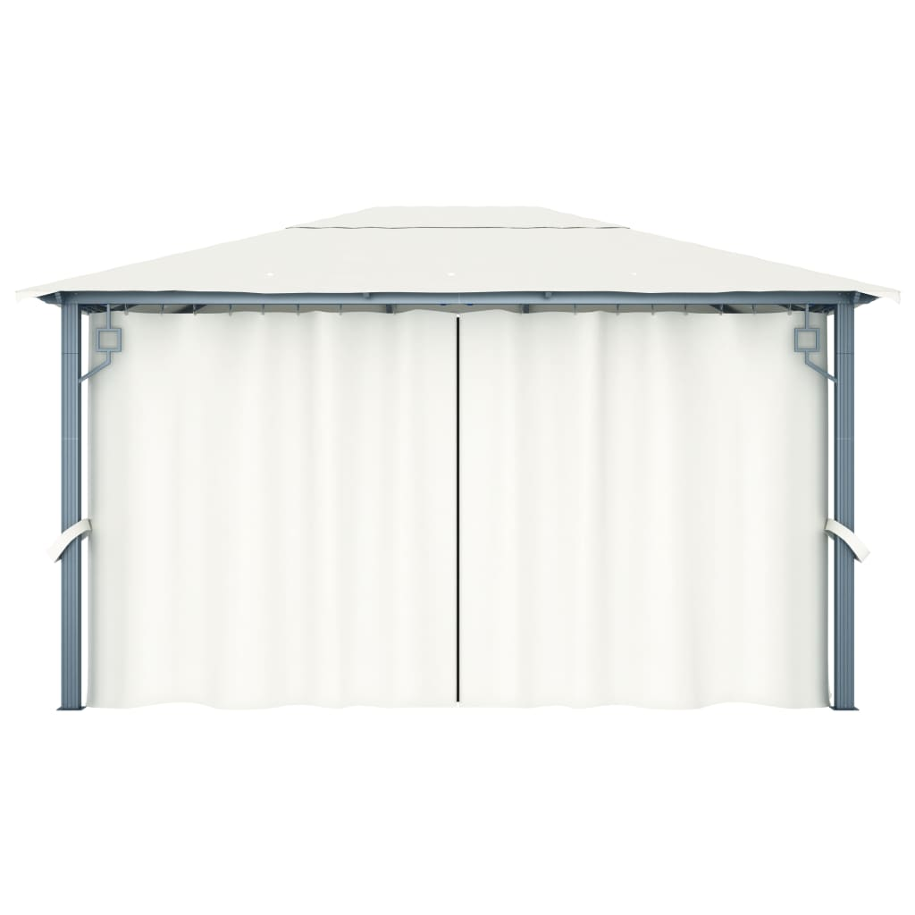 vidaXL Gazebo with Curtain 157.5"x118.1" Cream Aluminum