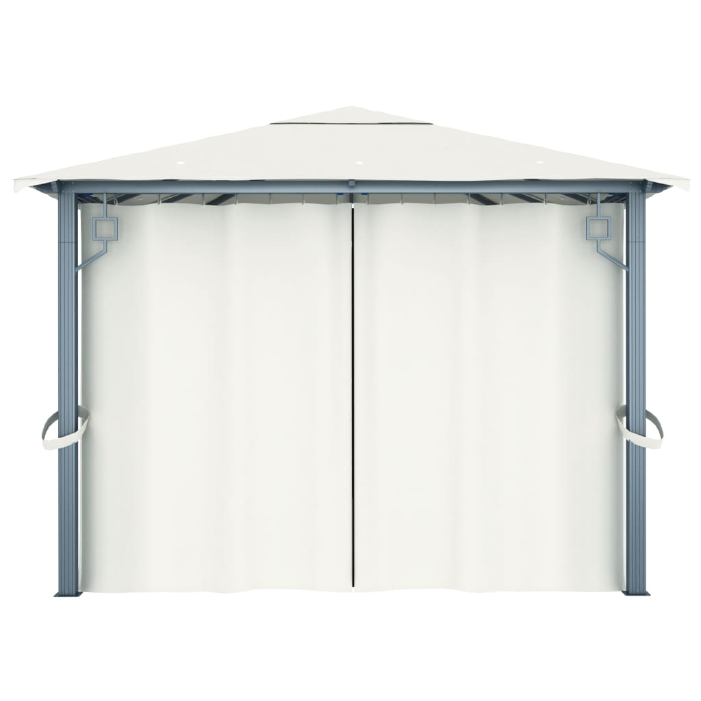 vidaXL Gazebo with Curtain 157.5"x118.1" Cream Aluminum