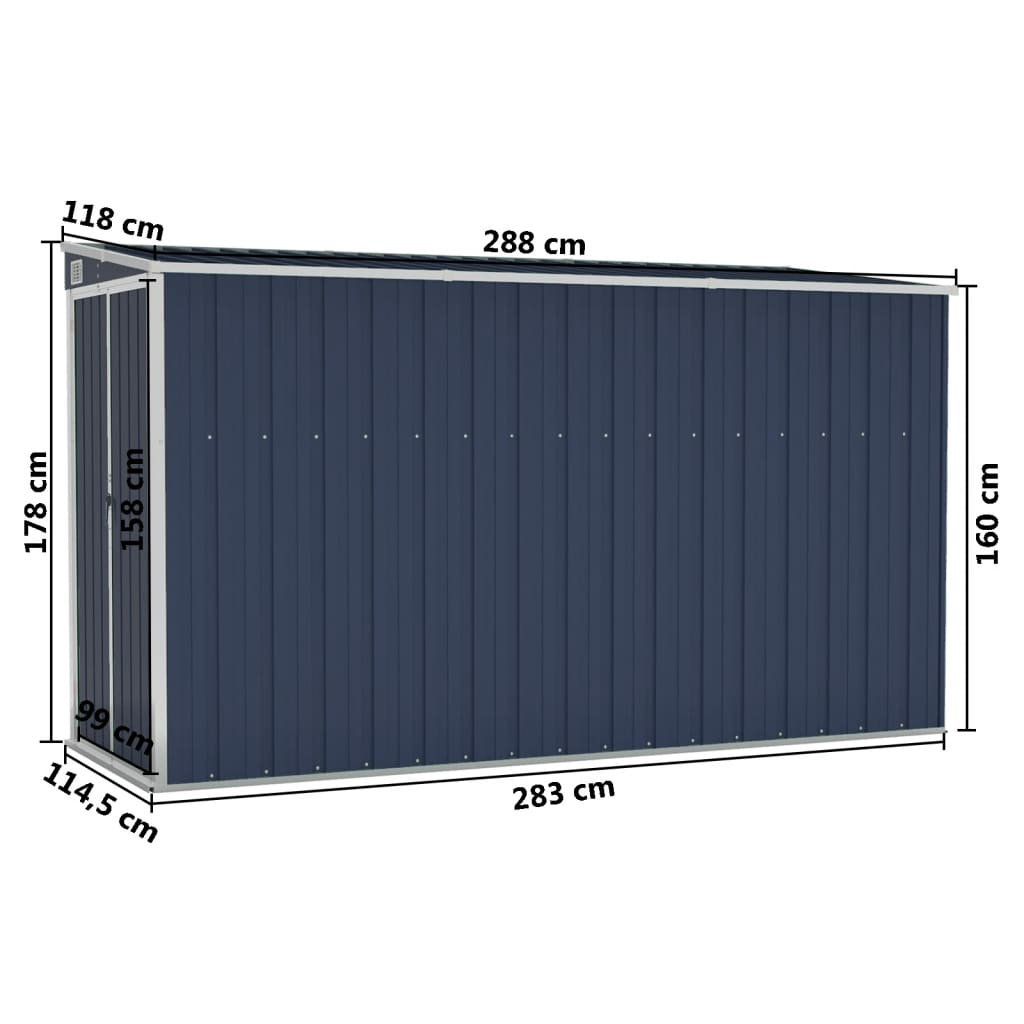 vidaXL Wall-mounted Garden Shed Anthracite 46.5"x113.4"x70.1" Steel