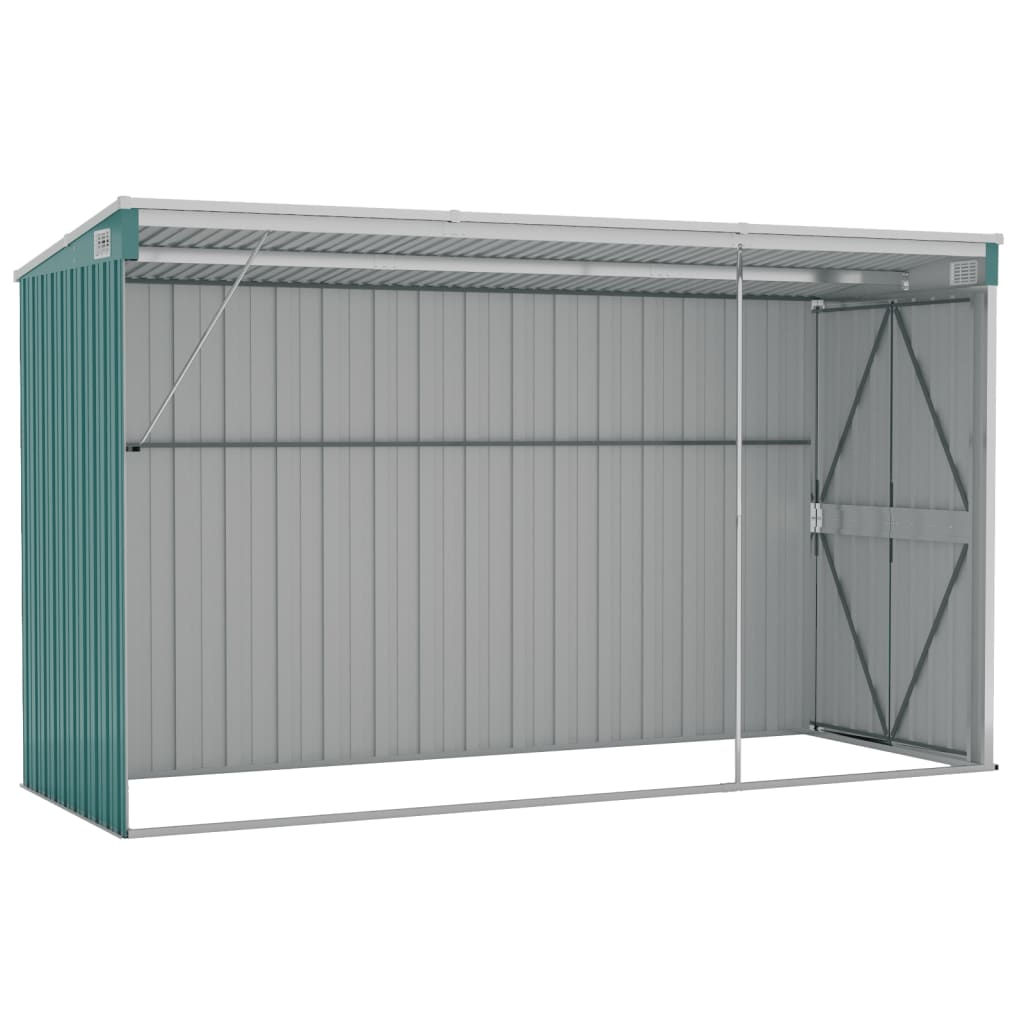 vidaXL Wall-mounted Garden Shed Green 46.5"x113.4"x70.1" Galvanized Steel