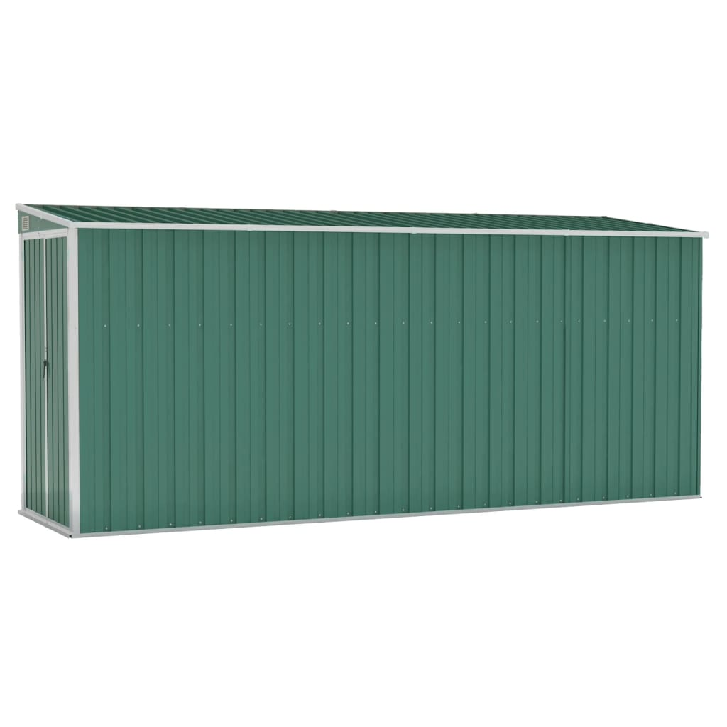 vidaXL Wall-mounted Garden Shed Green 46.5"x150.4"x70.1" Galvanized Steel