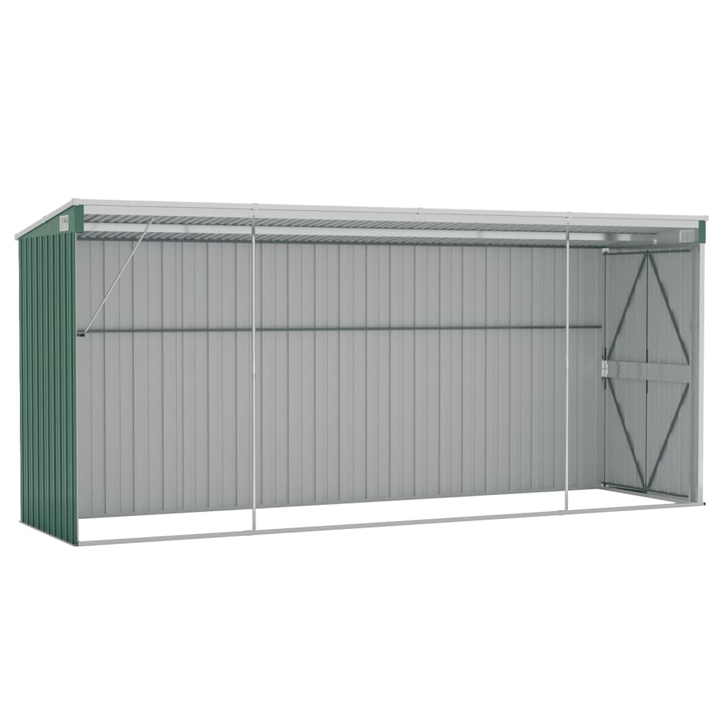 vidaXL Wall-mounted Garden Shed Green 46.5"x150.4"x70.1" Galvanized Steel