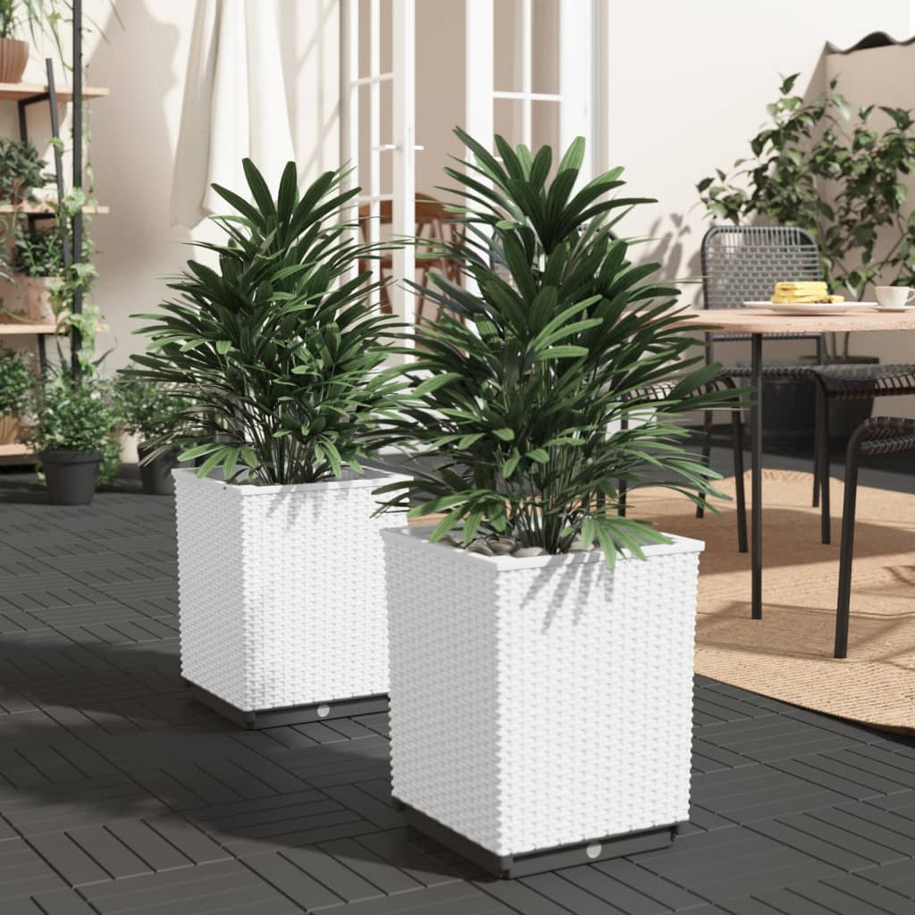 vidaXL Planters 2 pcs White 11.8"x11.8"x14.6" Polypropylene