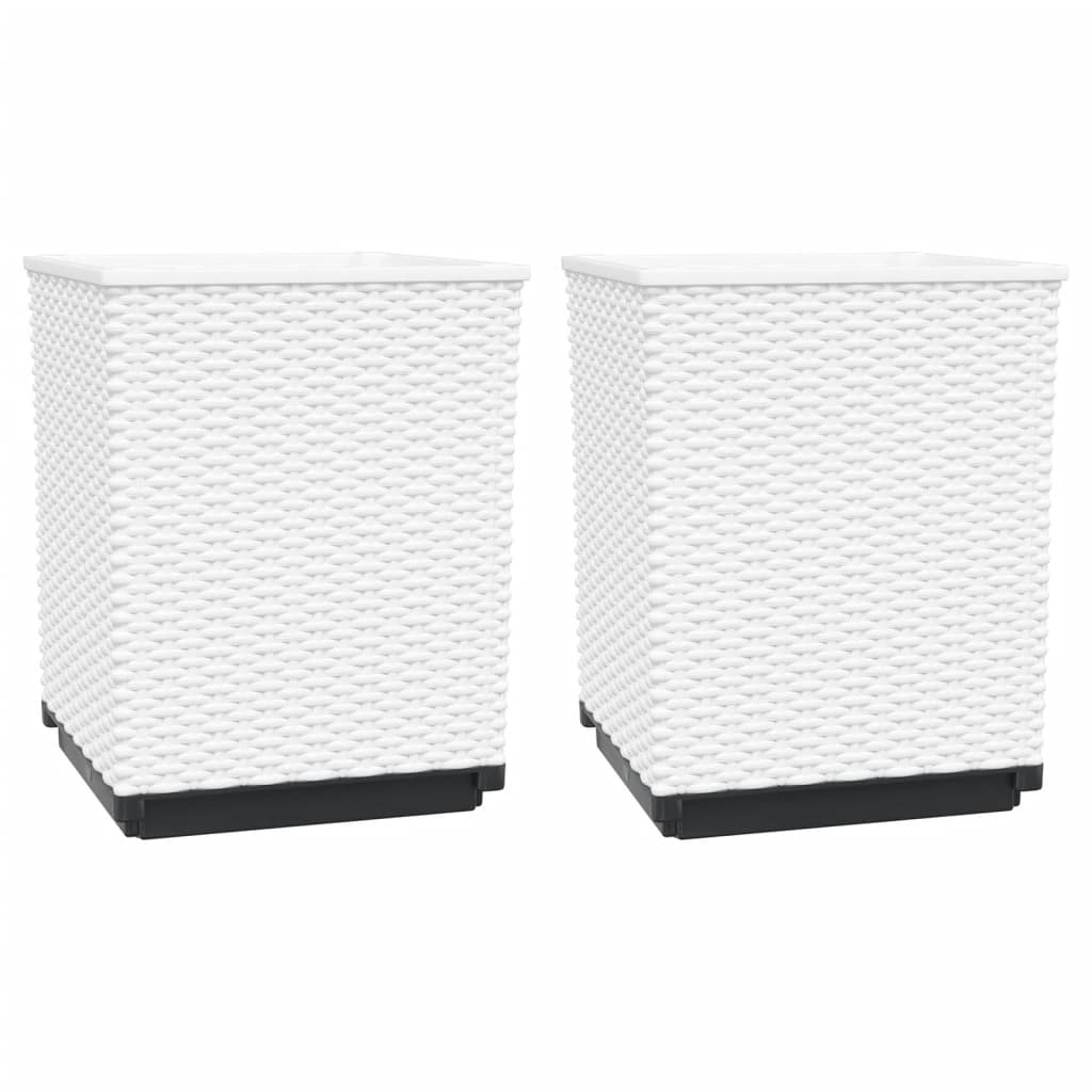 vidaXL Planters 2 pcs White 11.8"x11.8"x14.6" Polypropylene