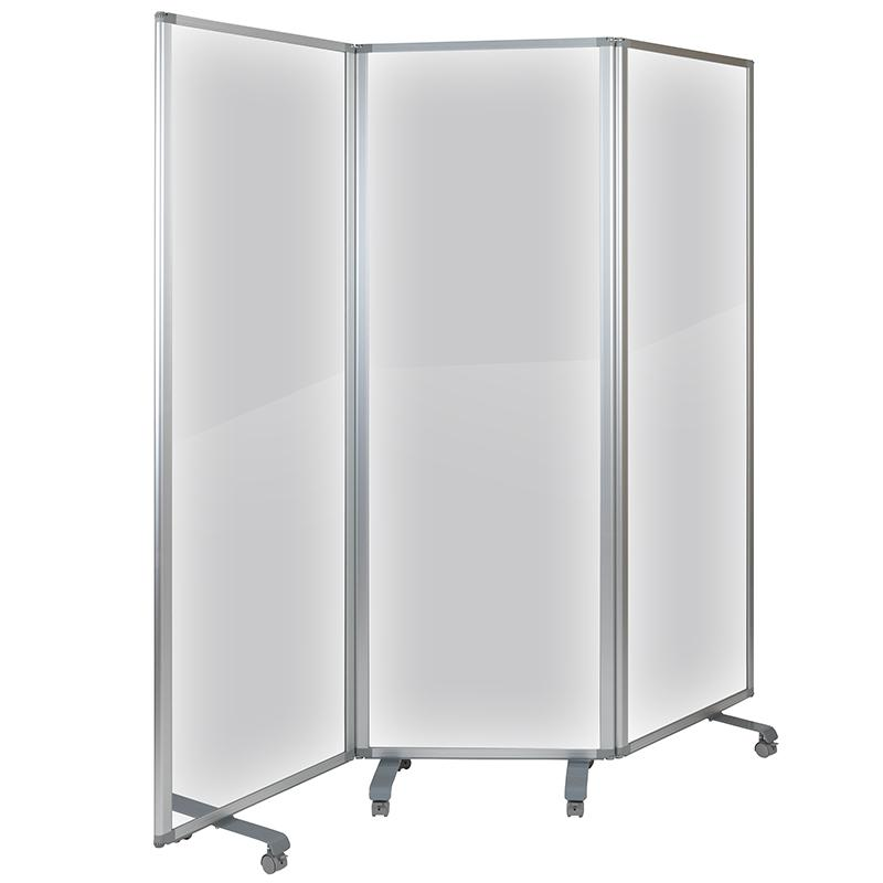 Acrylic Mobile Partition with Lockable Casters, 72"H x 24"L