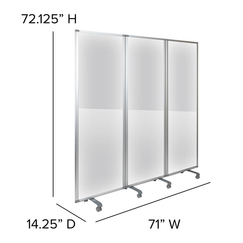 Acrylic Mobile Partition with Lockable Casters, 72"H x 24"L