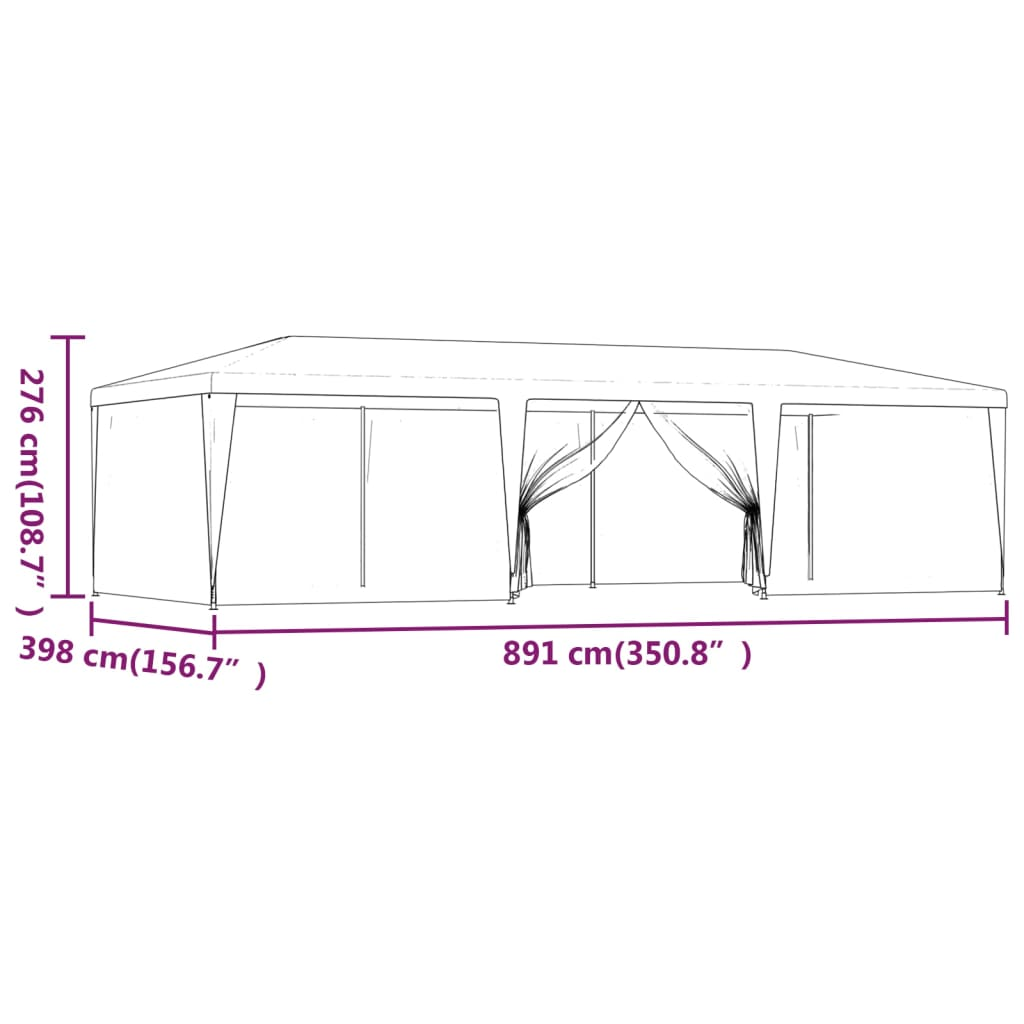 vidaXL Party Tent with 8 Mesh Sidewalls Blue 29.5'x13.1' HDPE