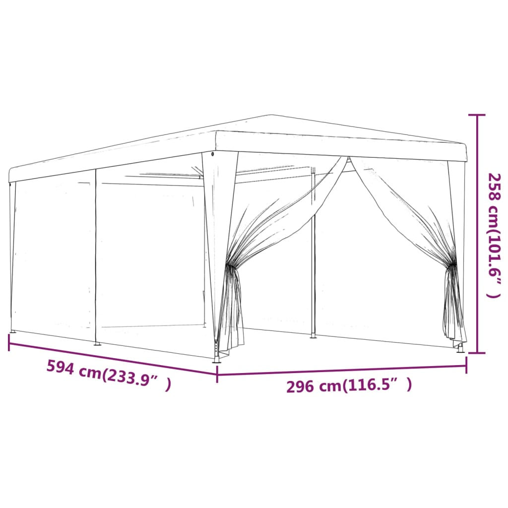 vidaXL Party Tent with 6 Mesh Sidewalls Green 9.8'x19.7' HDPE