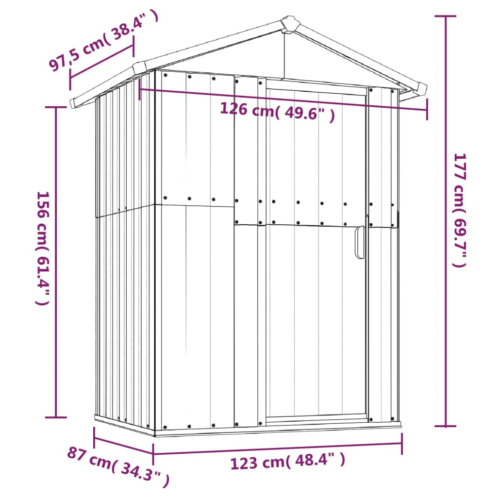 vidaXL Garden Shed Anthracite 49.6"x38.4"x69.7" Galvanized Steel