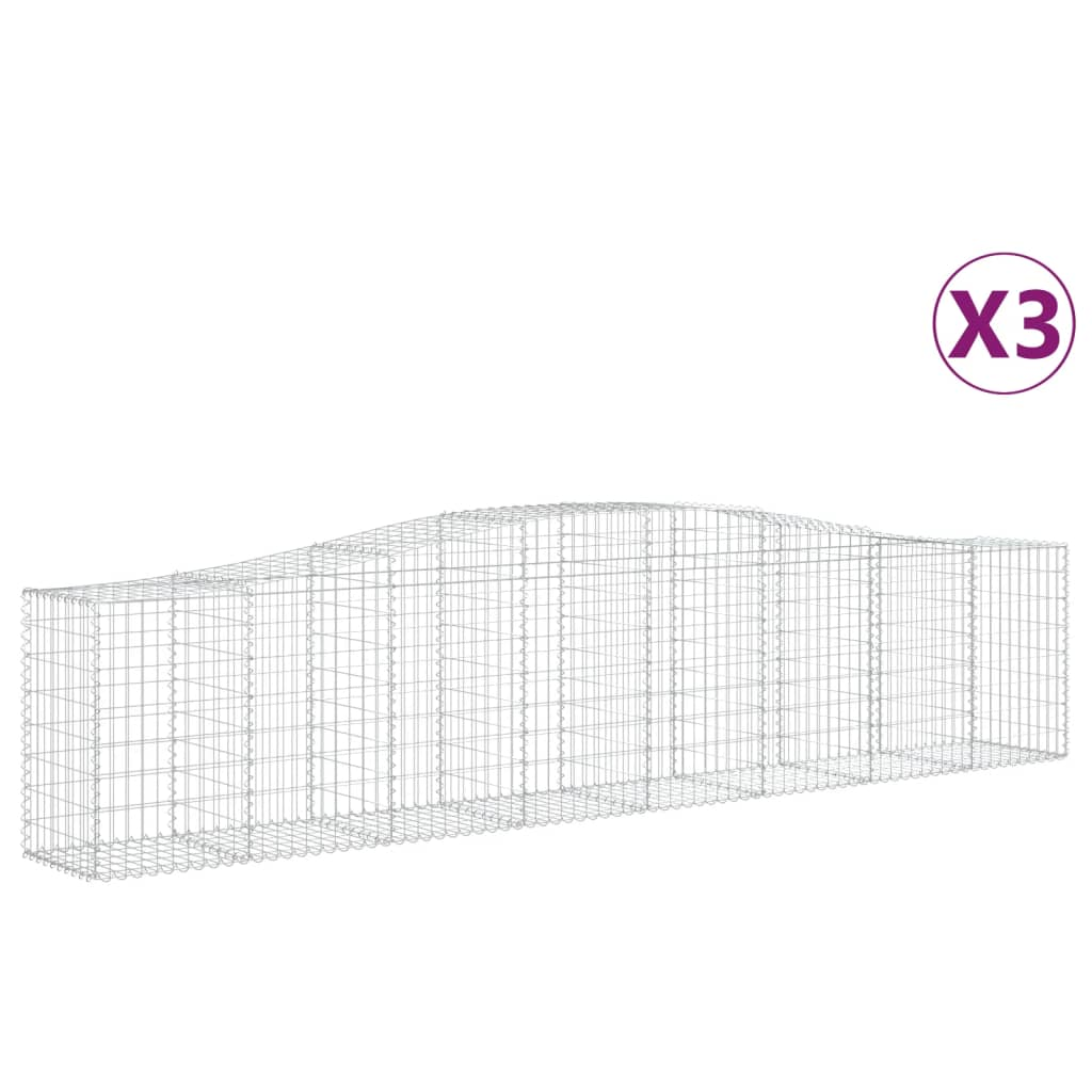 vidaXL Arched Gabion Baskets 3 pcs 157.5"x19.7"x31.5"/39.4" Galvanized Iron