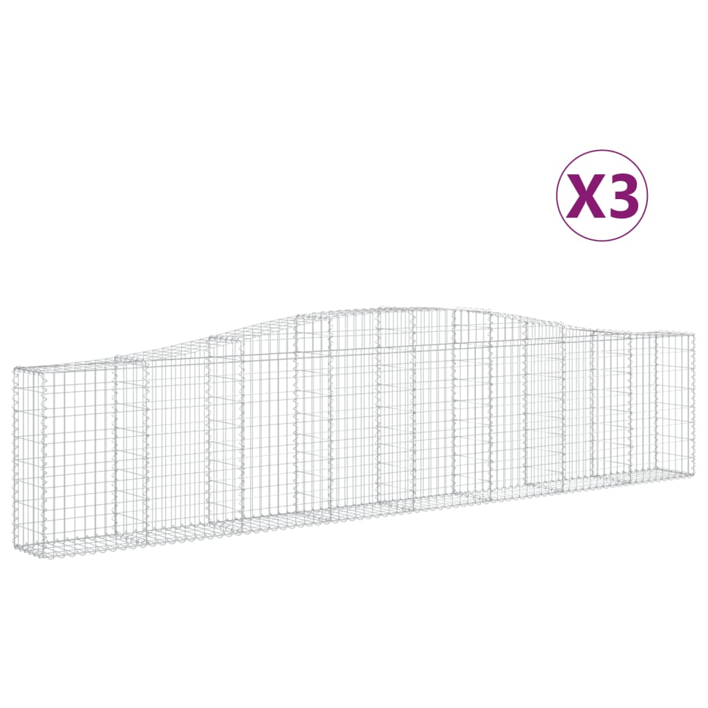 vidaXL Arched Gabion Baskets 3 pcs 157.5"x11.8"x31.5"/39.4" Galvanized Iron