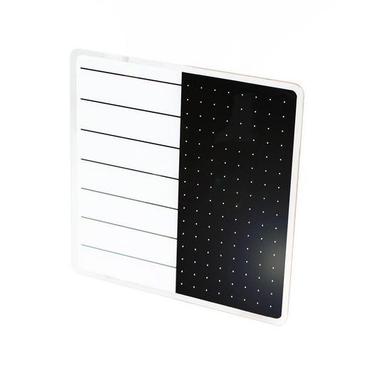 Glacier White & Black Plan & Grid Glass Dry Erase Board - 14" x 14"