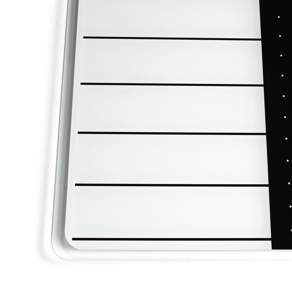 Glacier White & Black Plan & Grid Glass Dry Erase Board - 14" x 14"