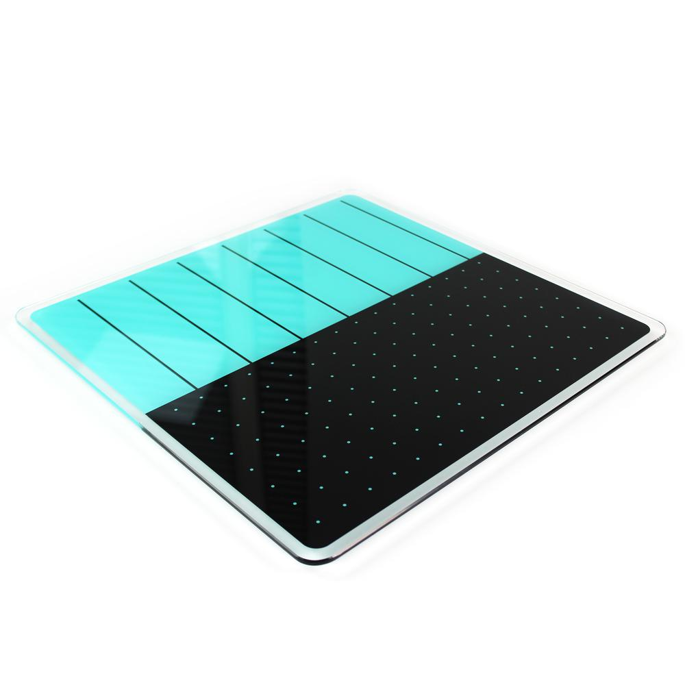 Glacier Teal & Black Plan & Grid Glass Dry Erase Board - 14" x 14"