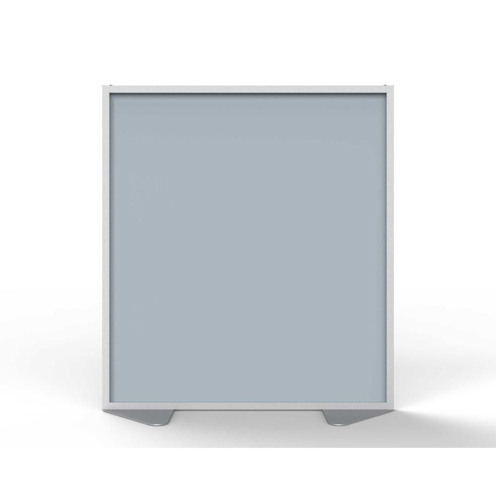 Ghent Floor Partition with Aluminum Frame and Full Panel Infill, Silver Vinyl, 54"H x 48"W