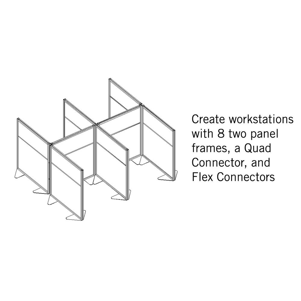 Ghent Floor Partition with Aluminum Frame and 2 Split Panel Infill, Porcelain and Silver Vinyl, 72"H x 48"W