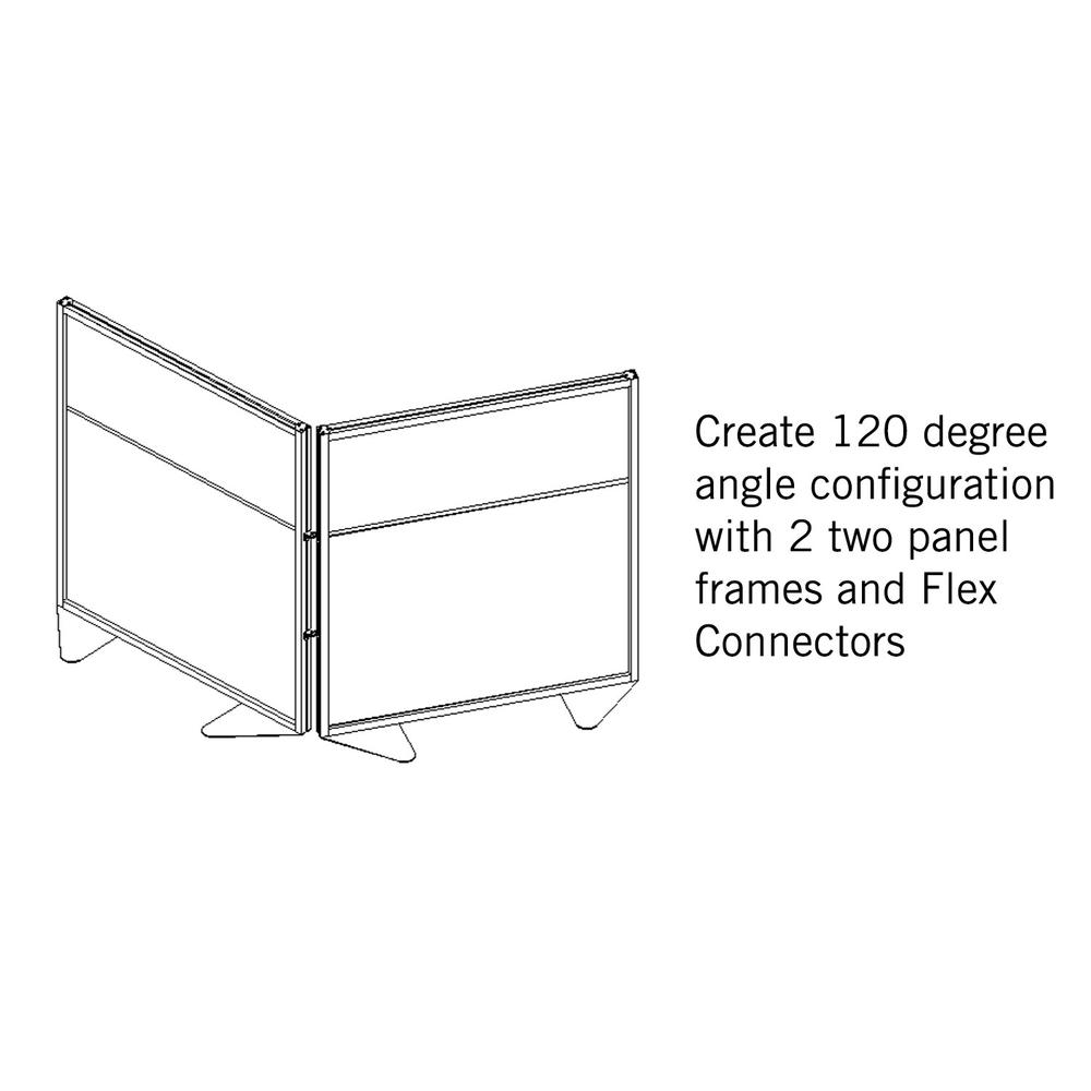 Ghent Floor Partition with Aluminum Frame and 2 Split Panel Infill, Porcelain and Silver Vinyl, 72"H x 48"W