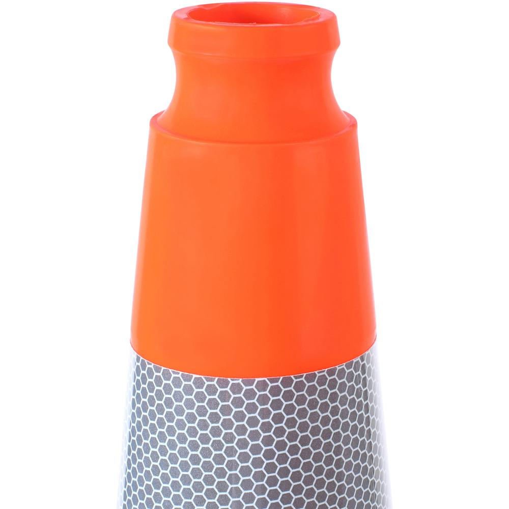 Tatco Slimline Traffic Cones - 1 Each - 10.8" Width x 28" Height x 10.8" Depth - Cone Shape - Reflective, Flexible, Long Lasting - Polyvinyl Chloride (PVC) - Orange, Silver