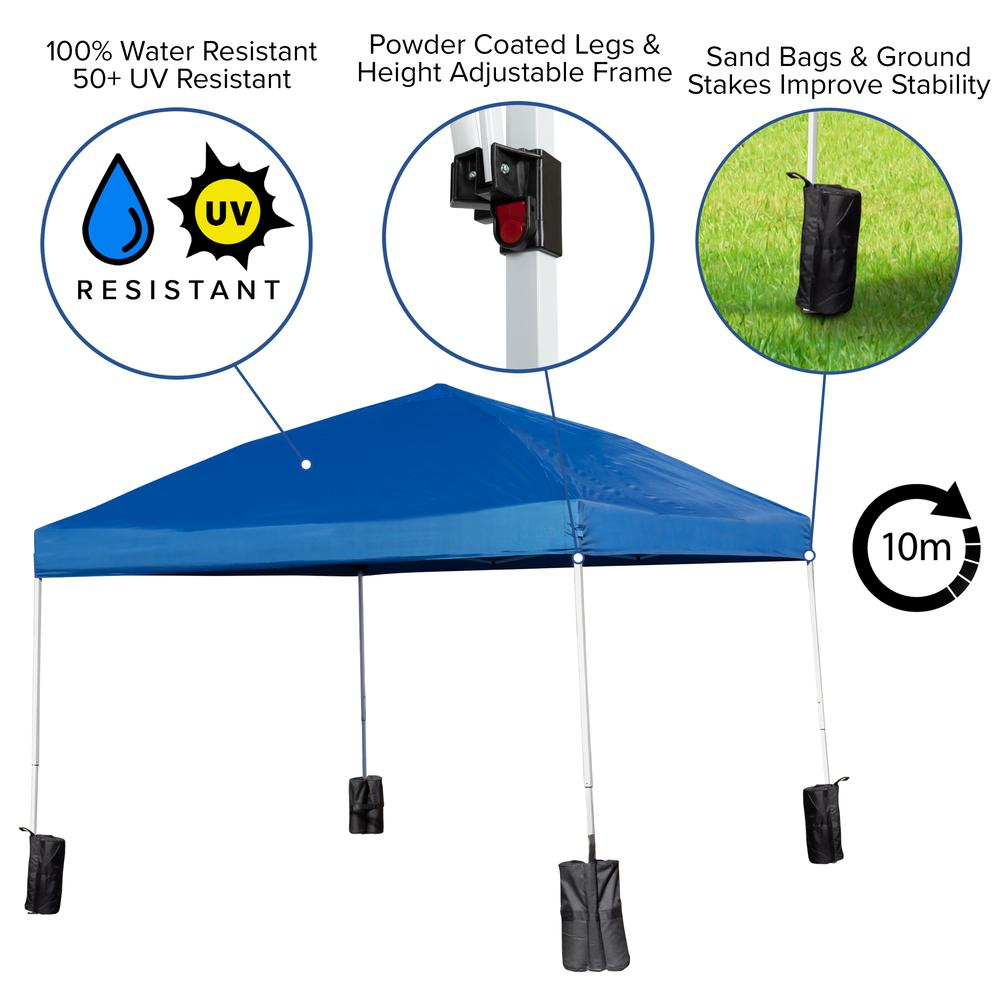 10'x10' Blue Canopy Tent with Wheeled Case and 6-Foot Bi-Fold Folding Table