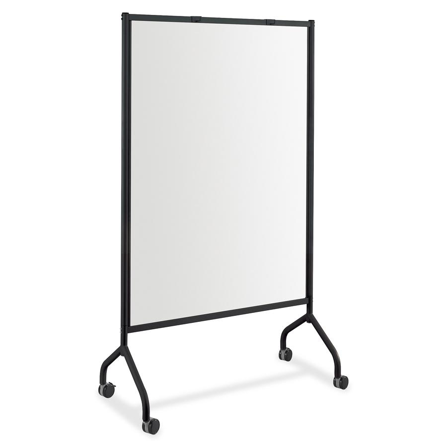 Safco Impromptu Magnetic Whiteboard Screens - White Surface - Black Steel Frame - Rectangle - Magnetic - Marker Tray, Casters - Assembly Required - 1 Each