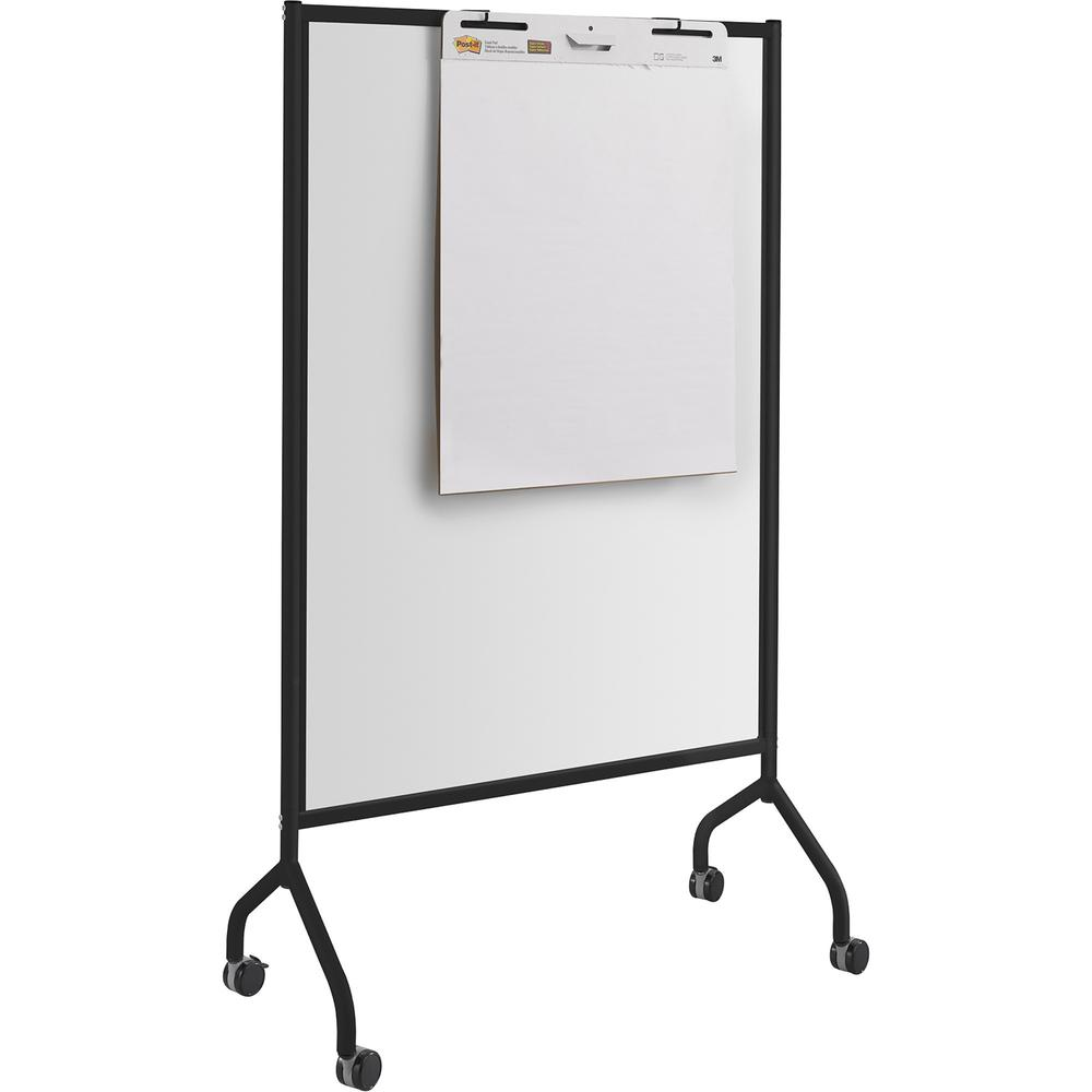 Safco Impromptu Magnetic Whiteboard Screens - White Surface - Black Steel Frame - Rectangle - Magnetic - Marker Tray, Casters - Assembly Required - 1 Each