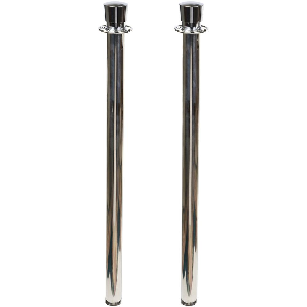 Tatco Heavy-duty Posts for Stanchion - Stainless Steel 41" Post Black Rope - Chrome - 2 / Box