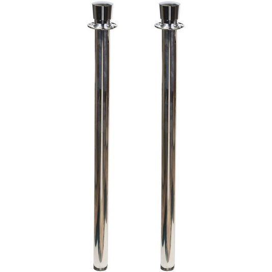 Tatco Heavy-duty Posts for Stanchion - Stainless Steel 41" Post Black Rope - Chrome - 2 / Box