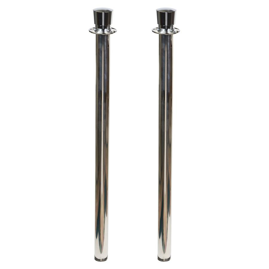 Tatco Heavy-duty Posts for Stanchion - Stainless Steel 41" Post Black Rope - Chrome - 2 / Box