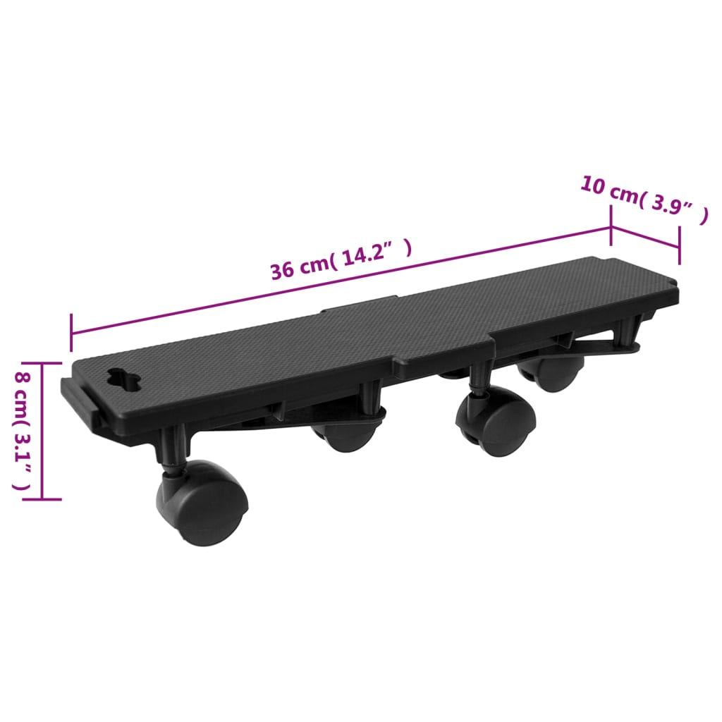 vidaXL Moving Dollies with 4 Wheels 2 pcs Black Polypropylene 374.8 lb